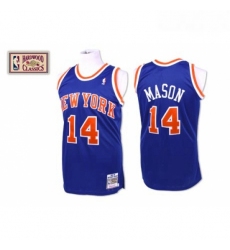 Mens Mitchell and Ness New York Knicks 14 Anthony Mason Authentic Royal Blue Throwback NBA Jersey