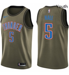 Youth Nike Oklahoma City Thunder 5 Devon Hall Swingman Green Salute to Service NBA Jersey 