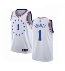 Womens Nike Philadelphia 76ers 1 Landry Shamet White Swingman Jersey Earned Edition 