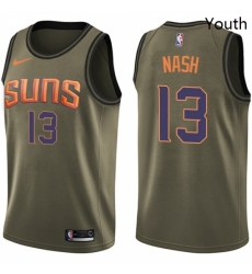 Youth Nike Phoenix Suns 13 Steve Nash Swingman Green Salute to Service NBA Jersey