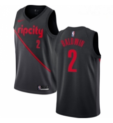 Mens Nike Portland Trail Blazers 2 Wade Baldwin Swingman Black NBA Jersey 2018 19 City Edition 