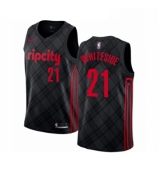 Mens Portland Trail Blazers 21 Hassan Whiteside Swingman Black Basketball Jersey City Edition 