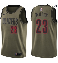 Youth Nike Portland Trail Blazers 23 CJ Wilcox Swingman Green Salute to Service NBA Jersey 