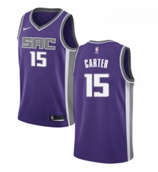 Youth Nike Sacramento Kings 15 Vince Carter Authentic Purple Road NBA Jersey Icon Edition 