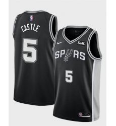 Men San Antonio Spurs 5 Stephon Castle Black 2024 Draft Icon Edition Stitched Basketball Jersey