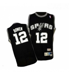 Mens Adidas San Antonio Spurs 12 Bruce Bowen Authentic Black Throwback NBA Jersey