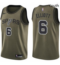 Youth Nike San Antonio Spurs 6 Sean Elliott Swingman Green Salute to Service NBA Jersey