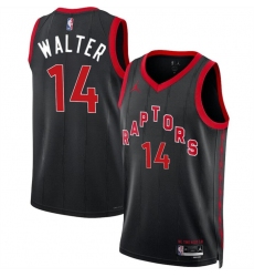 Men Toronto Raptors 14 Ja u2019Kobe Walter Black 2024 Draft Statement Edition Stitched Basketball Jersey