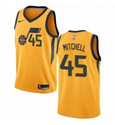 Mens Nike Utah Jazz 45 Donovan Mitchell Authentic Gold NBA Jersey Statement Edition 