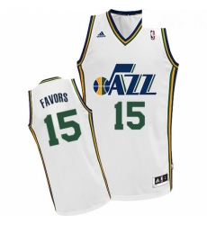 Youth Adidas Utah Jazz 15 Derrick Favors Swingman White Home NBA Jersey