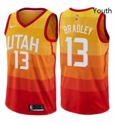 Youth Nike Utah Jazz 13 Tony Bradley Swingman Orange NBA Jersey City Edition 