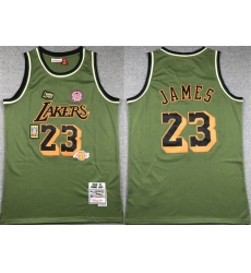 Men Los Angeles Lakers 23 LeBron James Green 2018 19 Throwback Basketball Jersey