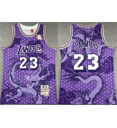 Men Los Angeles Lakers 23 LeBron James Purple 2018 19 Throwback Basketball Jersey