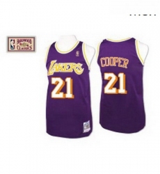 Mens Mitchell and Ness Los Angeles Lakers 21 Michael Cooper Authentic Purple Throwback NBA Jersey