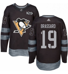 Mens Adidas Pittsburgh Penguins 19 Derick Brassard Authentic Black 1917 2017 100th Anniversary NHL Jersey 