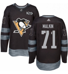 Mens Adidas Pittsburgh Penguins 71 Evgeni Malkin Authentic Black 1917 2017 100th Anniversary NHL Jersey 