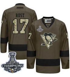 Penguins #17 Bryan Rust Green Salute to Service 2017 Stanley Cup Finals Champions Stitched NHL Jersey