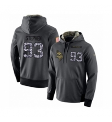 Football Mens Minnesota Vikings 93 Shamar Stephen Stitched Black Anthracite Salute to Service Player Performance Hoodie