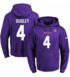 NFL Mens Nike Minnesota Vikings 4 Ryan Quigley Purple Name Number Pullover Hoodie