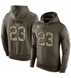 NFL Nike Minnesota Vikings 23 Terence Newman Green Salute To Service Mens Pullover Hoodie