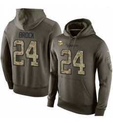 NFL Nike Minnesota Vikings 24 Tramaine Brock Green Salute To Service Mens Pullover Hoodie