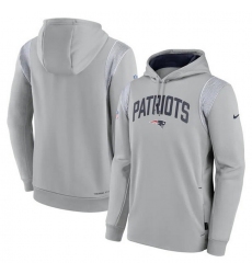 Men New England Patriots Grey Sideline Stack Performance Pullover Hoodie 002