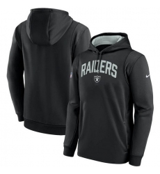 Men Las Vegas Raiders Black Sideline Stack Performance Pullover Hoodie 002