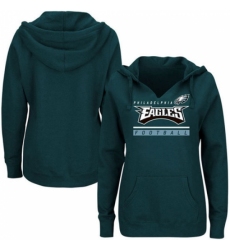 NFL Philadelphia Eagles Majestic Womens Self Determination Pullover Hoodie Midnight Green