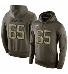 NFL Nike Philadelphia Eagles 65 Lane Johnson Green Salute To Service Mens Pullover Hoodie