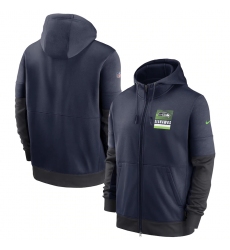 Men Seattle Seahawks New 2020 Nike Gray Black Fan Gear Mascot Performance Full Zip Hoodie