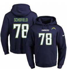 NFL Mens Nike Los Angeles Chargers 78 Michael Schofield Navy Blue Name Number Pullover Hoodie