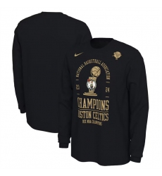 Men Boston Celtics Black 18 Time Finals Champions Locker Room Long Sleeve T Shirt