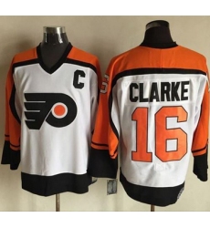 Flyers #16 Bobby Clarke WhiteBlack CCM Throwback Stitched NHL Jersey