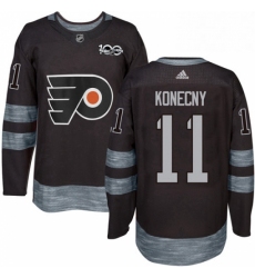 Mens Adidas Philadelphia Flyers 11 Travis Konecny Premier Black 1917 2017 100th Anniversary NHL Jersey 