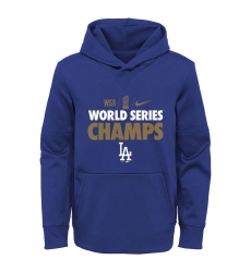 Men Los Angeles Dodgers Nike 2020 World Series Champions Gold Fleece Pullover Hoodie Royal