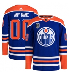 Men Edmonton Oilers Custom Royal 2024 Stanley Cup Final Patch Stitched Jersey