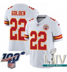 2020 Super Bowl LIV Men Nike Kansas City Chiefs #22 Robert Golden White Vapor Untouchable Limited Player NFL Jersey