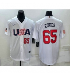 Men USA Baseball 65 Nestor Cortes Number 2023 White World Classic Stitched Jersey