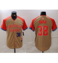 Men American League 38 Steven Kwan Cream 2024 All Star Limited Stitched Jersey 3