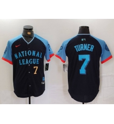 Men National League 7 Trea Turner Navy 2024 All Star Limited Stitched Baseball Jersey 3