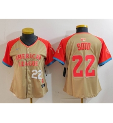 Women American League 22 Juan Soto Cream 2024 All Star Limited Stitched Baseball Jersey 1