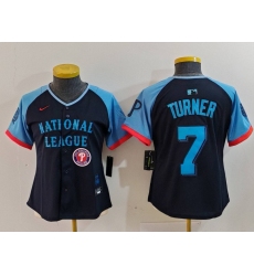 Women National League 7 Trea Turner Navy 2024 All Star Limited Stitched Baseball Jersey 2