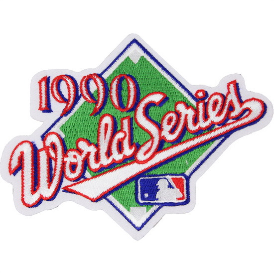 Men 1990 MLB World Series Logo Jersey Patch Cincinnati Reds vs Oakland Athletics As Biaog